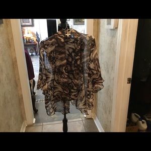 Nikola Sheer Tunic XL Brown & White 100% Polyester